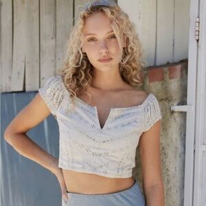 Free People Cream Off-Shoulder Blouse